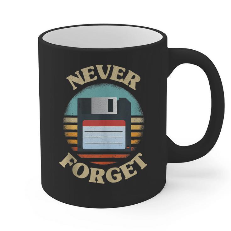 Never Forget Retro Diskette Nostalgia Vintage Graphic Print Coffee Mug