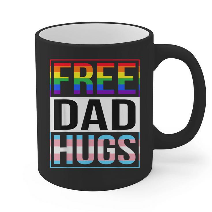 Free Dad Hugs LGBT Gay Pride Month Transgender Rainbow Flag Graphic Print Coffee Mug