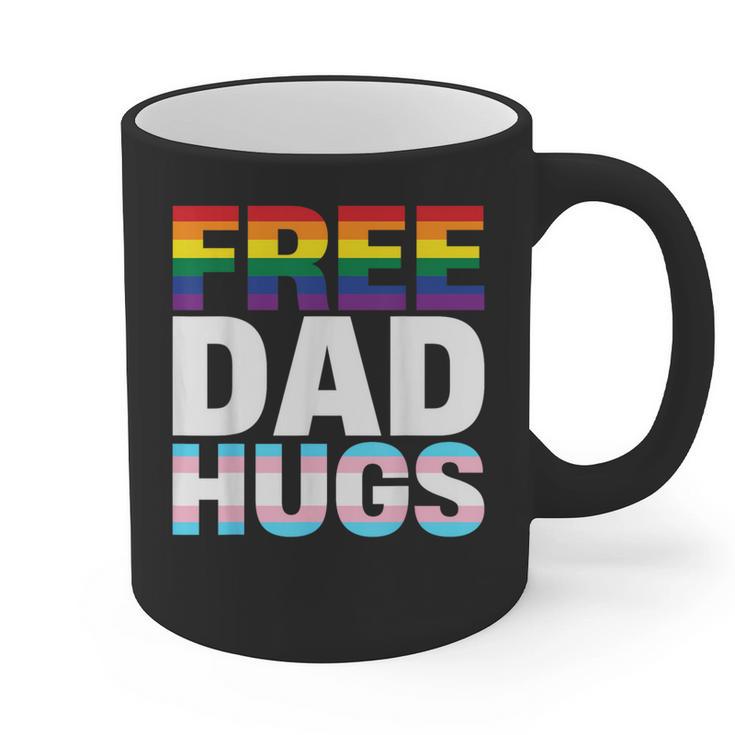 Free Dad Hugs Pride Flag Month LGBTQ Transgender Support Graphic Print Coffee Mug Free Dad Hugs Pride Flag Month LGBTQ Transgender Support Graphic Print Coffee Mug