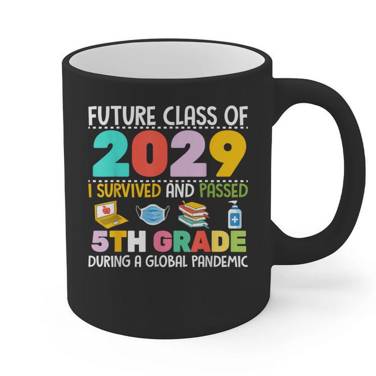 Future Class Of 2029 I Survived Passed 5th Grade Graduation Graphic Print Coffee Mug