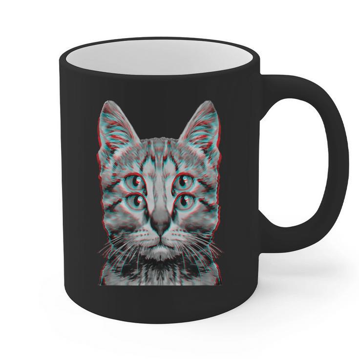 Glitch Weird Cat Kitten Optical Illusion Cat Mom Dad Graphic Print Coffee Mug