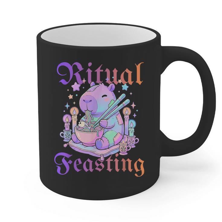 Goth Capybara Ramen Ritual Feasting Soft Introvert Art Graphic Print Coffee Mug