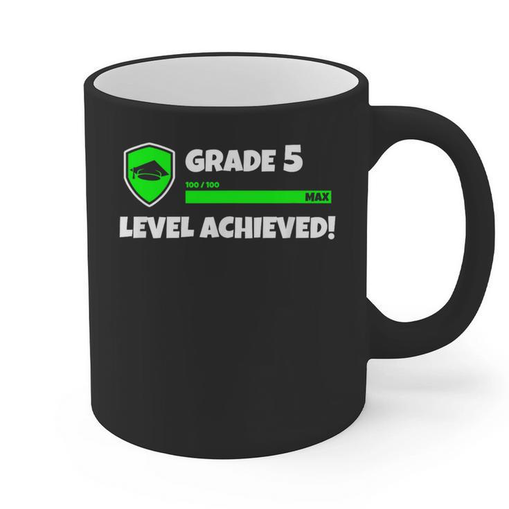 Grade 5 Level Achieved Video Gamer 5th Grade Graduation Graphic Print Coffee Mug