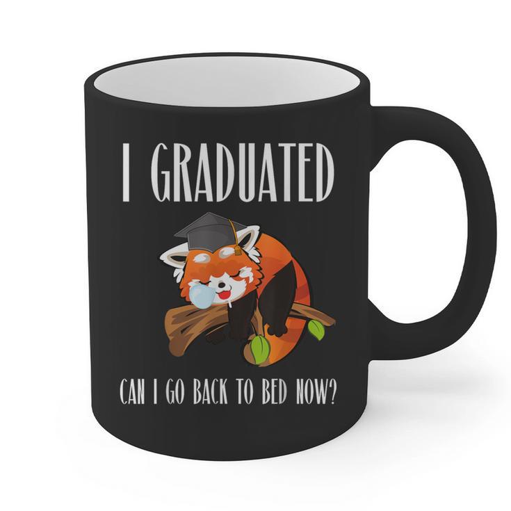 I Graduated Can I Go Back To Bed Sleepy Red Panda Graduation Graphic Print Coffee Mug