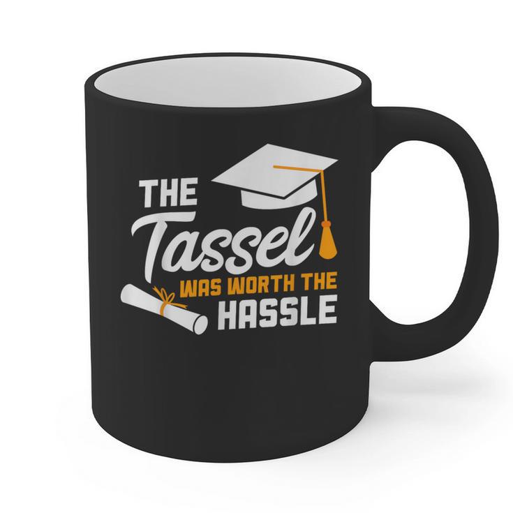 Graduation T Shirt Tassel Was Worth The Hassle Tee Graphic Print Coffee Mug