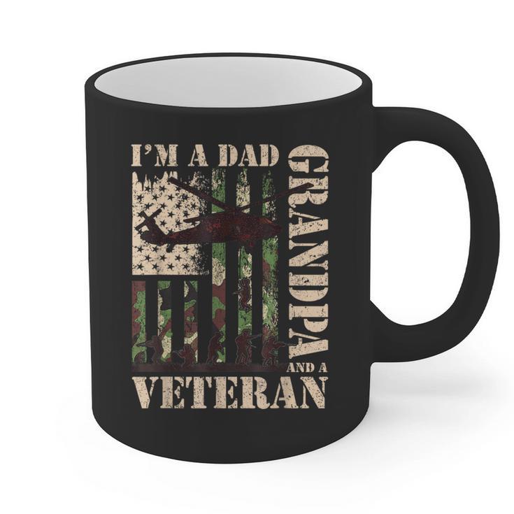 Grandpa Veteran Fathers Day Dad Veteran Camo American Flag Graphic Print Coffee Mug