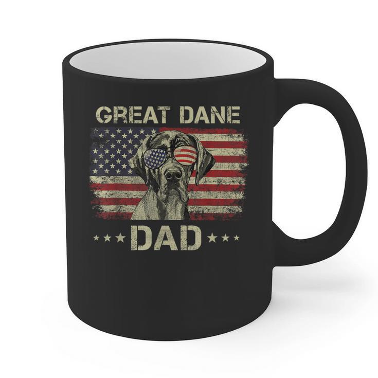 Great Dane Dad Dog Lovers American Flag 4th Of July Graphic Print Coffee Mug