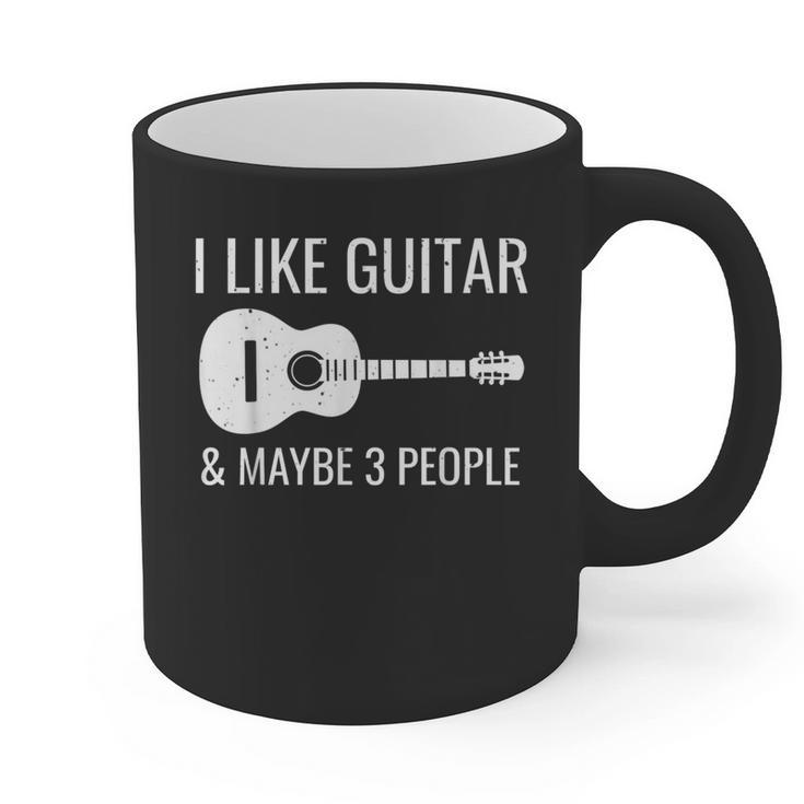 I Like Guitar & Maybe 3 People Music Introvert Guitar Graphic Print Coffee Mug