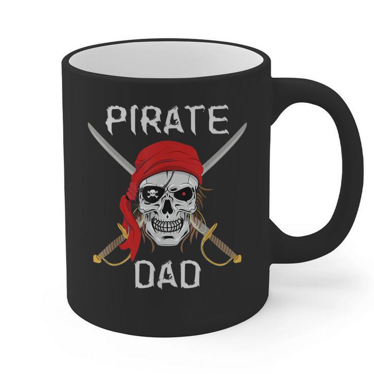 Halloween Pirate Skull Apparel Pirate Dad  V-Neck Short Sleeve Cotton 100 T-Shirt Small Graphic Print Coffee Mug