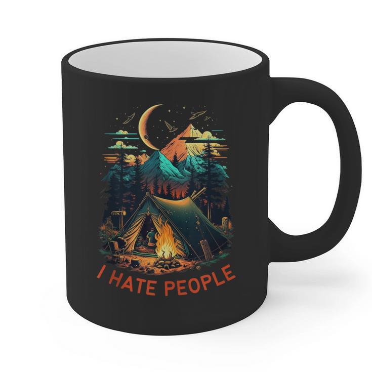 I Hate People Id Rather Be Camping Sarcastic Introvert Graphic Print Coffee Mug