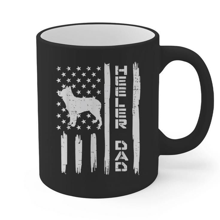 Heeler Dad Flag Vintage Blue Red Cattle Dog Patriot Men Graphic Print Coffee Mug