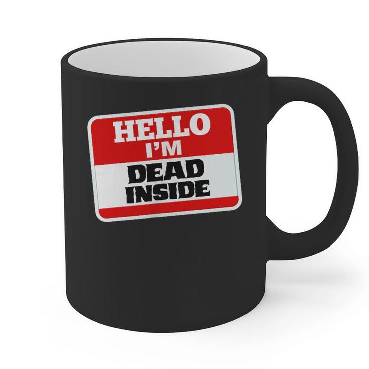Hello I'm Dead Inside Name Tag Sarcastic Introvert Graphic Print Coffee Mug