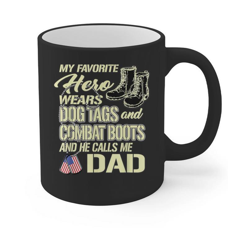 Hero Wears Dog Tags Combat Boots Proud Army Dad Father Graphic Print Coffee Mug