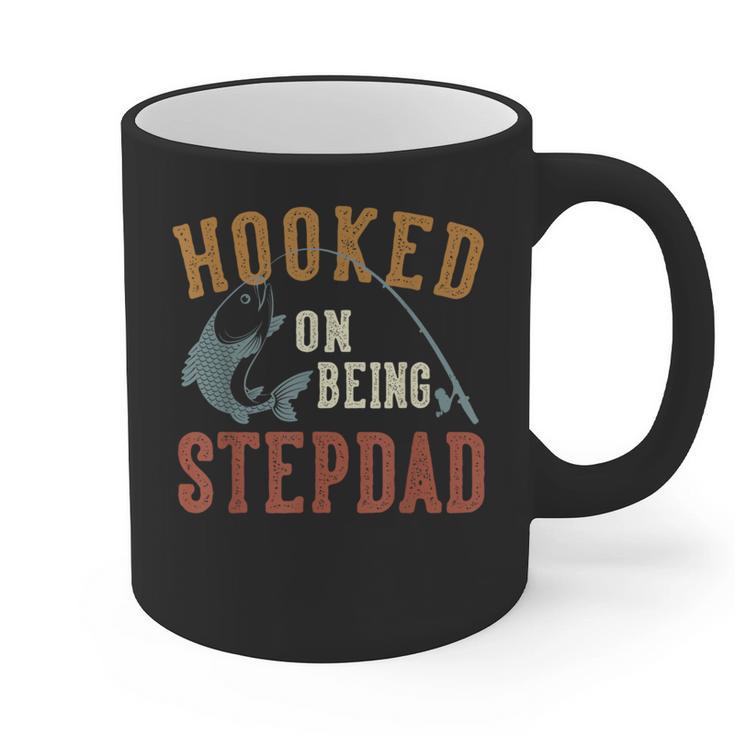 Hooked On Being Stepdad Father's Day Fishing Stepdad Graphic Print Coffee Mug