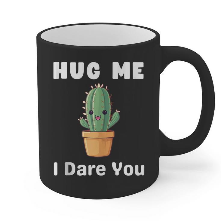 Hug Me I Dare You Introvert Cactus Tee Graphic Print Coffee Mug