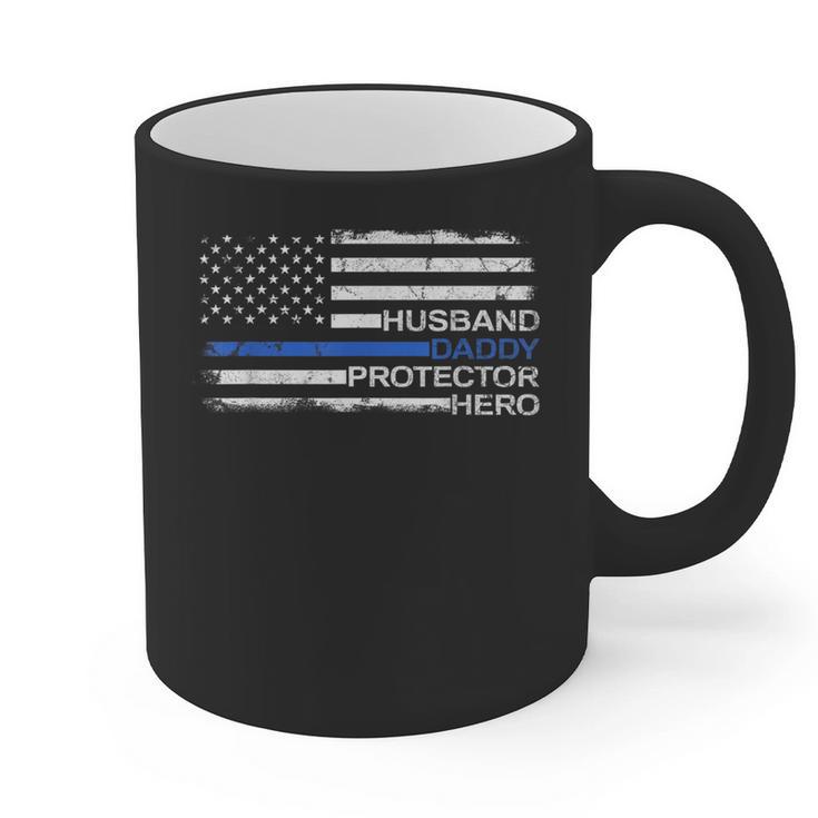 Husband Daddy Protector Hero Police Officer Father Dad Graphic Print Coffee Mug