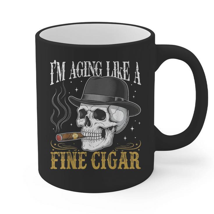 I'm Aging Like a Fine Cigar Skull Dad Retro Adult Graphic Print Coffee Mug