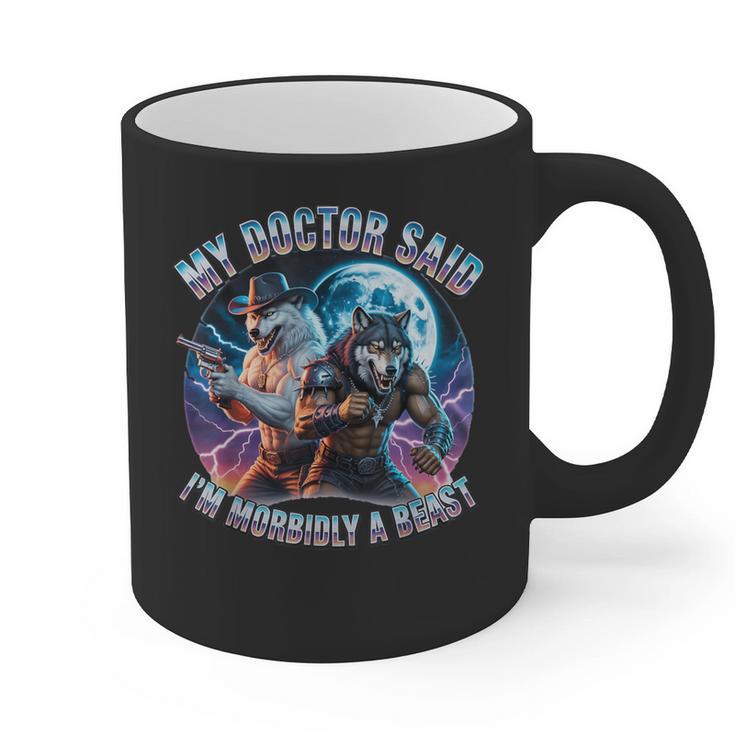 I'm A Beast Alpha Man Alpha Wolves Jokes Dad Papa Alpha Wolf Graphic Print Coffee Mug