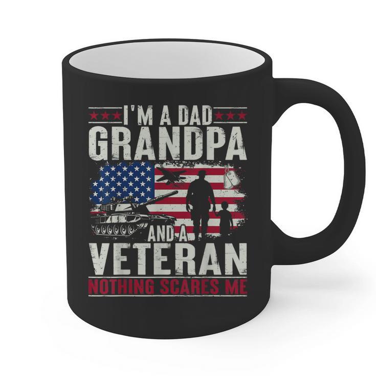 I'm A Dad Grandpa And Veteran Retro Papa Grandpa Graphic Print Coffee Mug