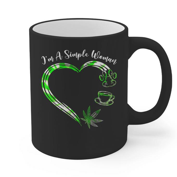 I'm A Simples Woman Loves Weed Coffee And Dog Dad Mom Graphic Print Coffee Mug