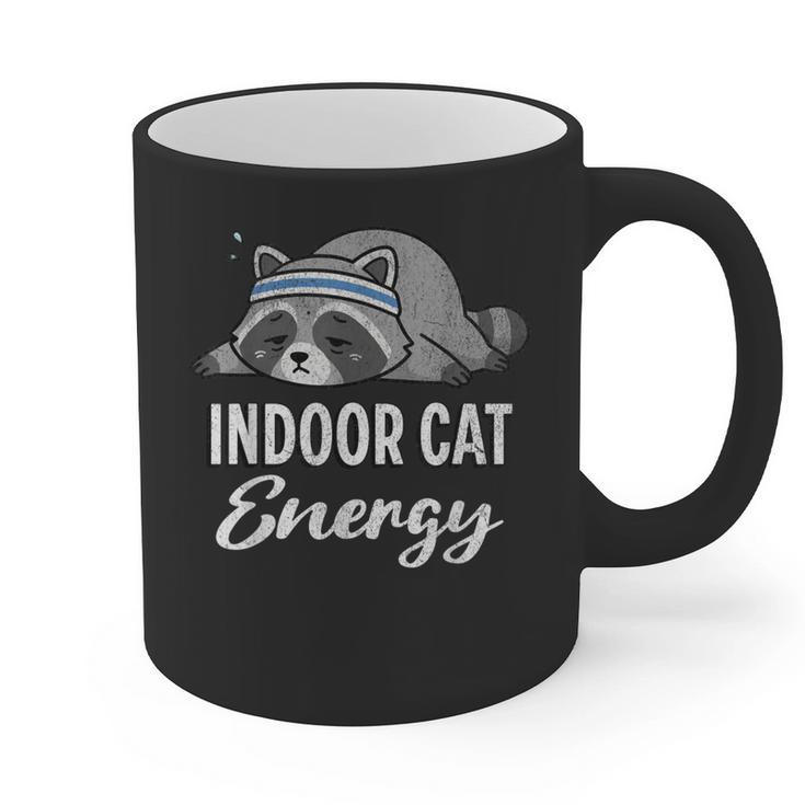 Indoor Cat Energy Raccoon Introvert Anti Social Mascot Graphic Print Coffee Mug