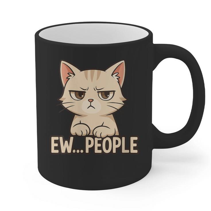 Introvert Anime Cat Ew People Graphic Print Coffee Mug