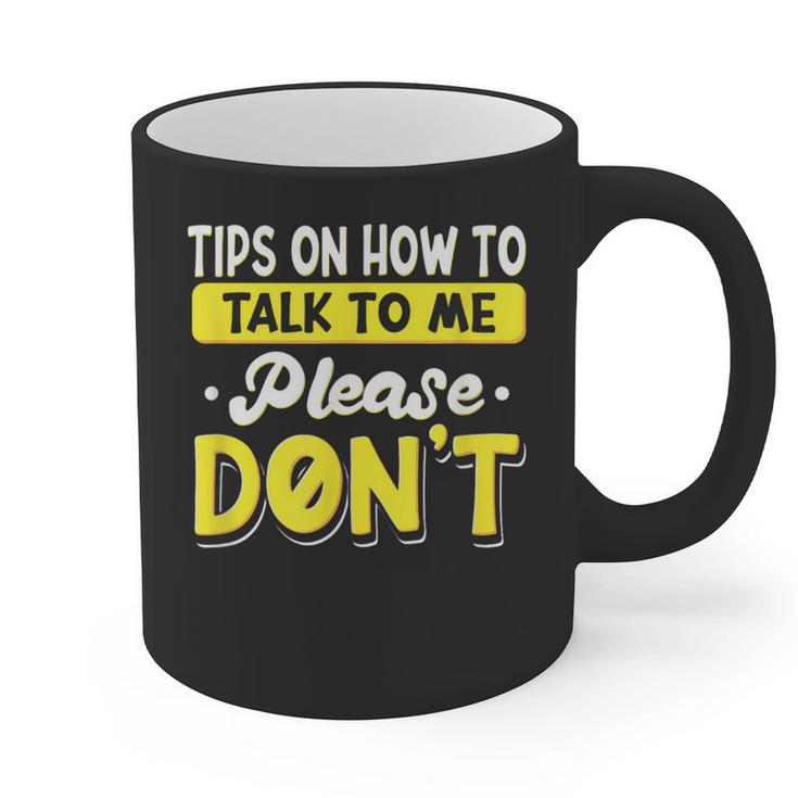 Introvert Tips On How To Talk To Me Please Don't Antisocial Graphic Print Coffee Mug