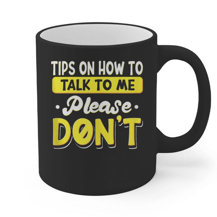 Introvert Tips On How To Talk To Me Please Don't Antisocial Graphic Print Coffee Mug