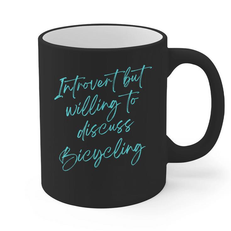 Introvert But Willing To Discuss Bicycling Graphic Print Coffee Mug