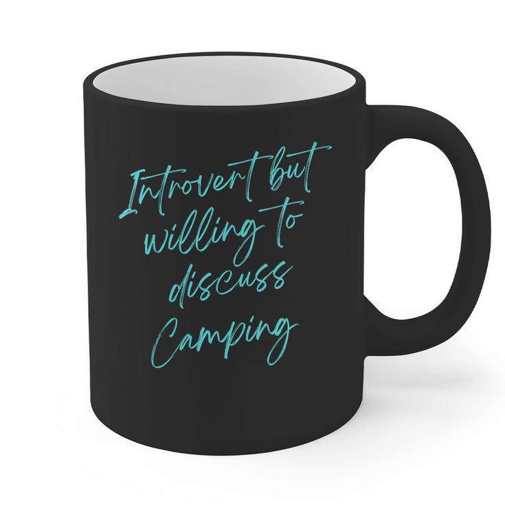 Introvert But Willing To Discuss Camping Graphic Print Coffee Mug