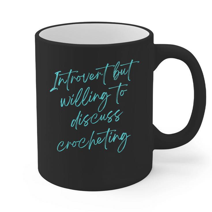 Introvert But Willing To Discuss Crocheting Graphic Print Coffee Mug