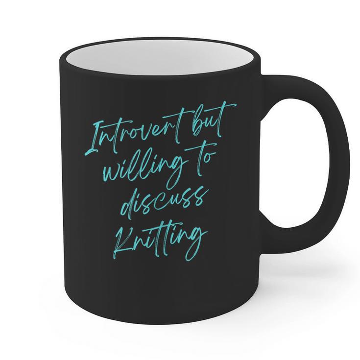 Introvert But Willing To Discuss Knitting Graphic Print Coffee Mug