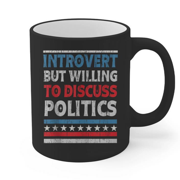 Introvert But Willing To Discuss Politics USA Elections 2024 Graphic Print Coffee Mug