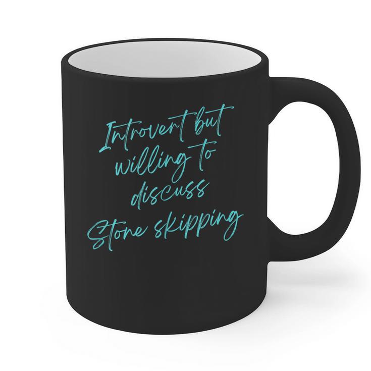 Introvert But Willing To Discuss Stone Skipping Graphic Print Coffee Mug
