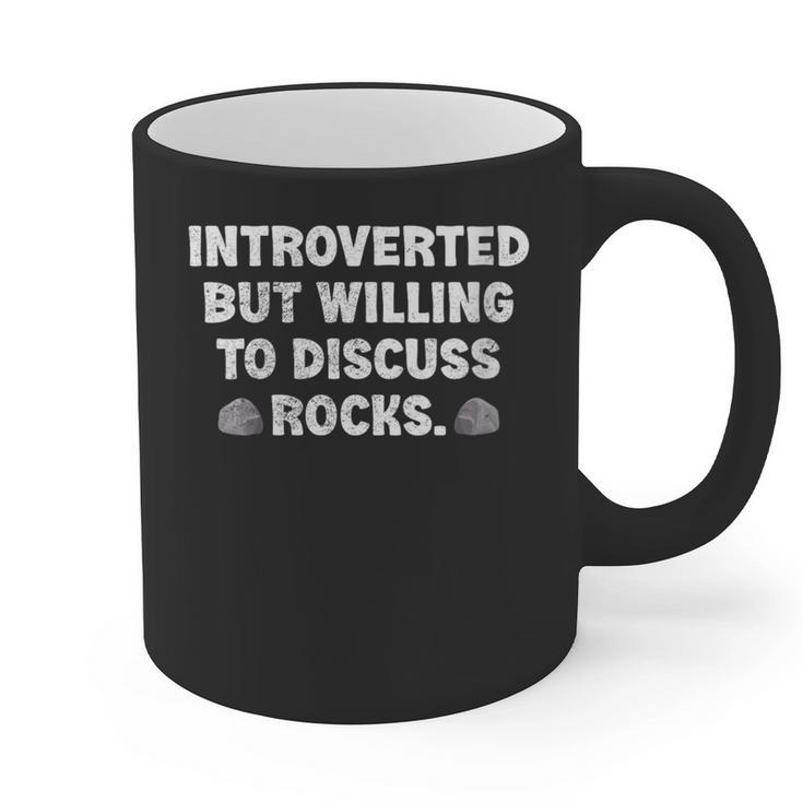 Introverted But Willing To Discuss Rocks Rock Collecting Graphic Print Coffee Mug