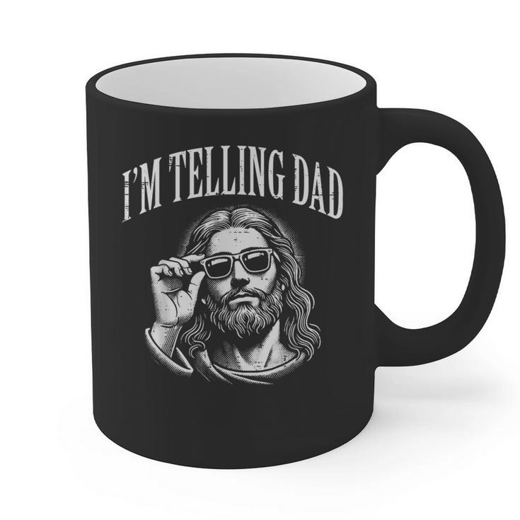 Jesus Im Telling Dad Christian Humor Men Women Kids Graphic Print Coffee Mug
