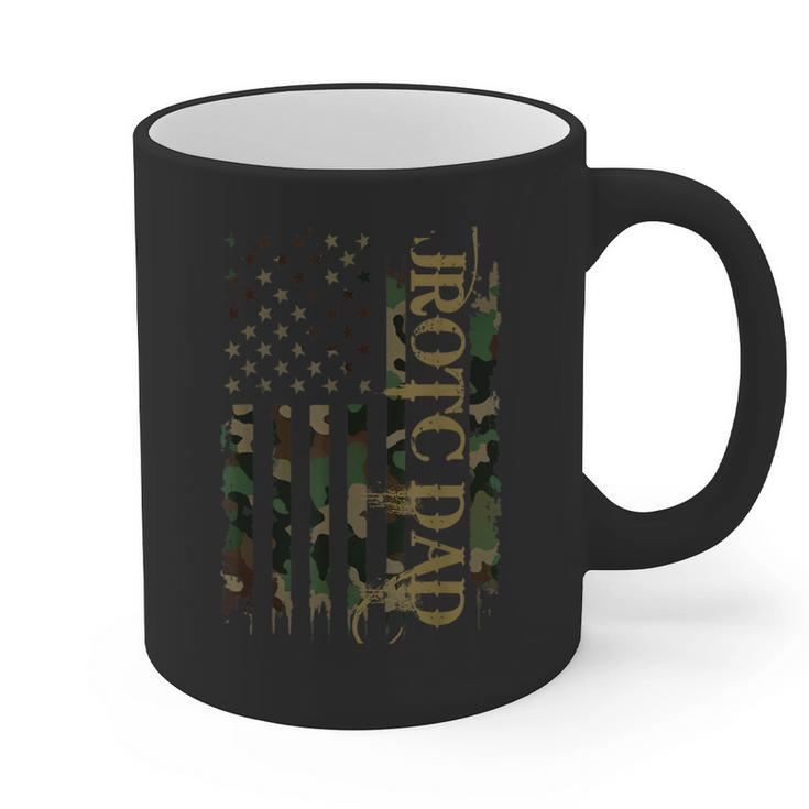 JROTC Dad United States Distressed Camo w US Flag Graphic Print Coffee Mug
