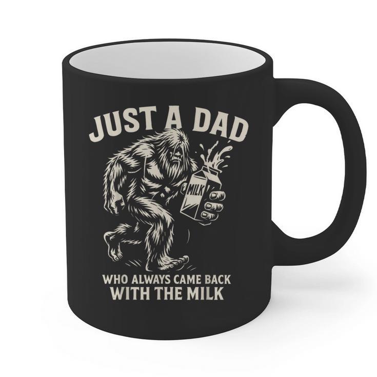Just a Dad Who Always Came Back With The Milk Shirt Bigfoot Graphic Print Coffee Mug