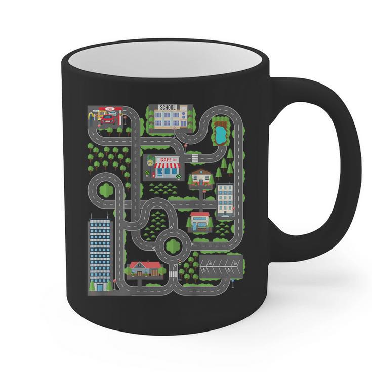 Kid Play Cars On Dad Back Race Track Mat Fathers Day Graphic Print Coffee Mug