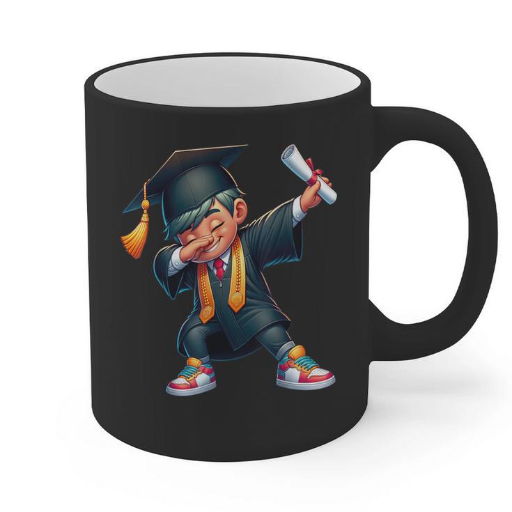 Kids Boys Grad Dabbing Graduation Class Of 2025 Graphic Print Coffee Mug