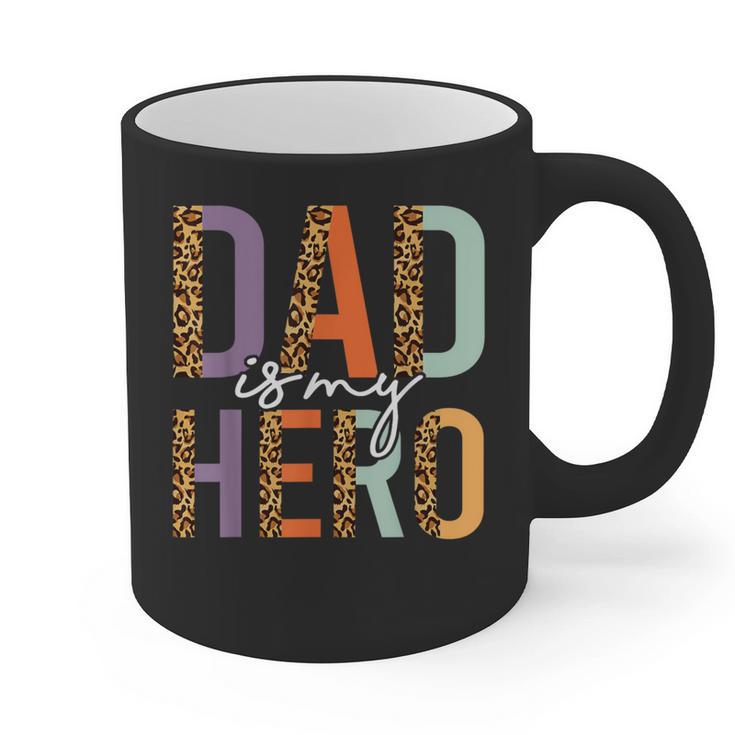 Kids Fathers Day Shirt For Son Daughter My Dad Is My Hero Graphic Print Coffee Mug