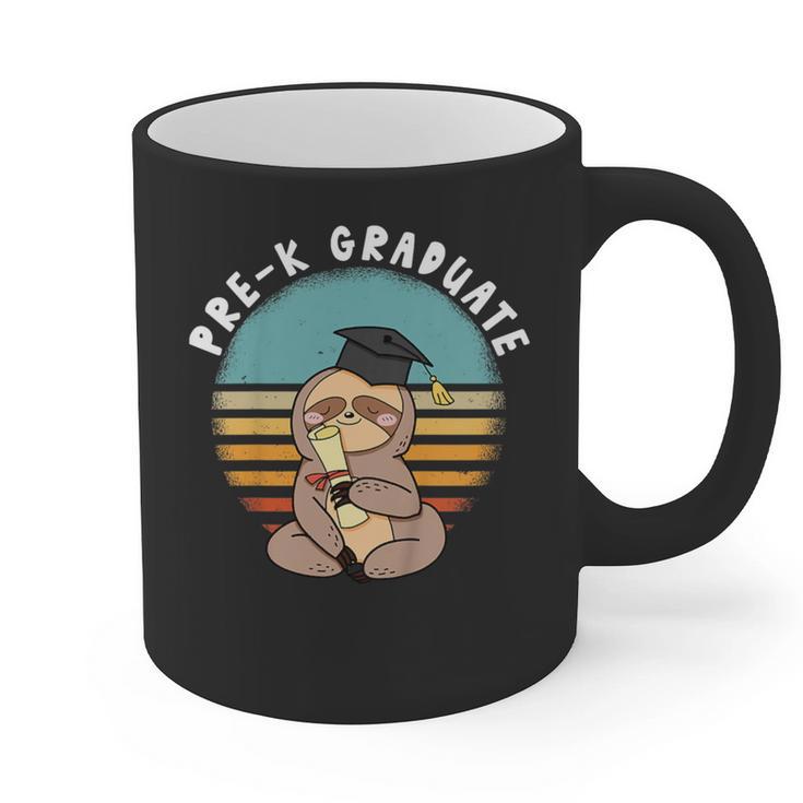 Kids Pre-K Graduate Sloth Cap And Gown Cute Preschool Graduation Graphic Print Coffee Mug