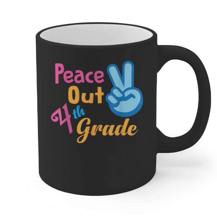 Last Day Of School Peace Out Grade 4 Graduation Kids Graphic Print Coffee Mug