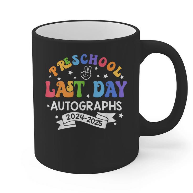 Last Day Of School Year 2025 Preschool Autograph Graduation Graphic Print Coffee Mug