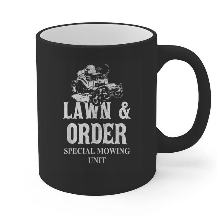 Lawn & Order Special Mowing Unit Dad Joke Lawn Mower Graphic Print Coffee Mug
