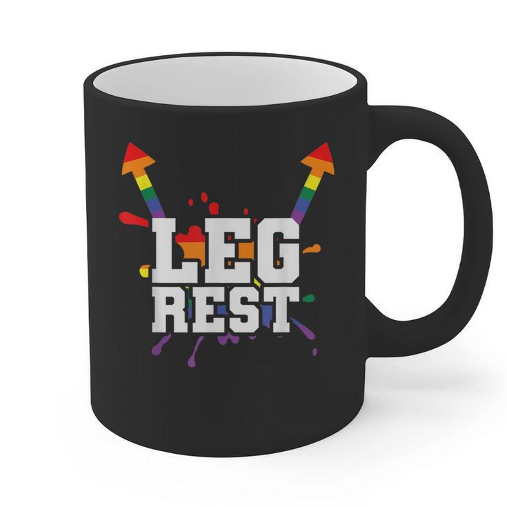 Leg Rest Naughty Dad Joke Vagitarian Lesbian Graphic Print Coffee Mug