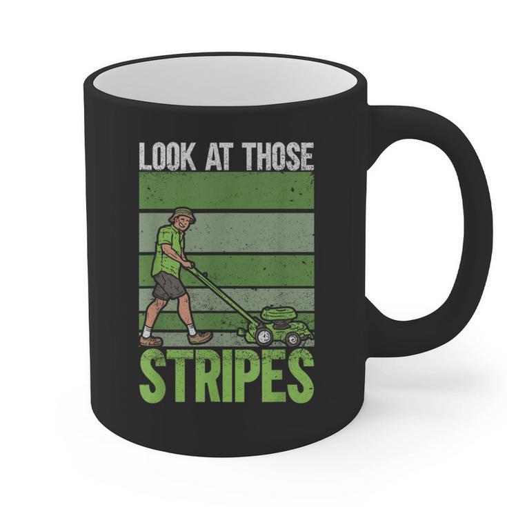 Look At Those Stripes Lawn Mowing Dad Lawn Mower Small Graphic Print Coffee Mug