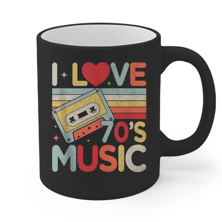 I Love 70's Music Retro Style Nostalgia Cassette 1970s Party Graphic Print Coffee Mug
