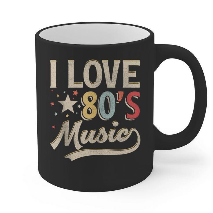 I Love 80's Music Retro Style Nostalgia Cassette 1980s Party Graphic Print Coffee Mug