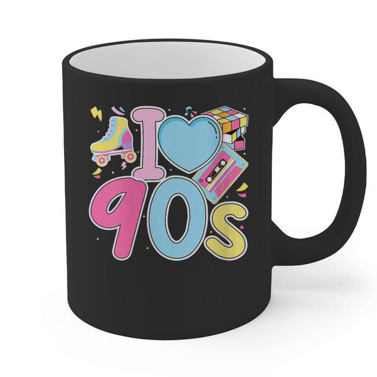 I Love 90's Retro Style Nostalgia Vibe 1990's Party Graphic Print Coffee Mug